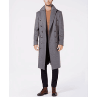 Manteau d'hiver pour homme en laine mélangée à double boutonnage gris — Veste d'hiver Hommes