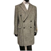 Men's Double Breasted Wool Cashmere Coat - Knee Length Gray — Fashion Accessories
