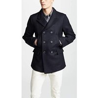 Manteau Peacoat en Laine à Double Boutonnage pour Hommes - Marine