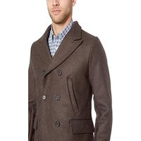 Manteau Peacoat en Laine Double Boutonnage pour Homme - Brun