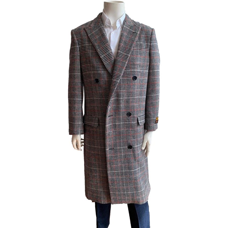 Alberto Nardoni Men's Double Breasted Wool Overcoat in Gray — Winter Jacket Men