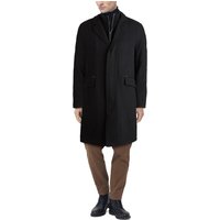 Manteau en sergé classique ajusté pour homme avec garniture en faux cuir