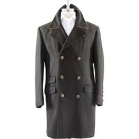 Manteau en Laine Double Boutonné avec Ligne Orange - Noir