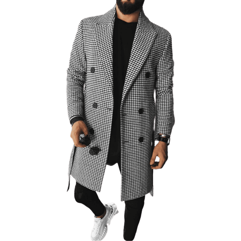 Manteau croisé en laine noir et blanc — Veste d'hiver Hommes