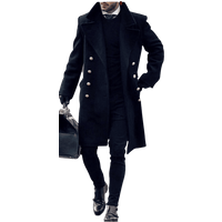 Manteau Long en Laine Double Boutonnage - Noir — Veste d'hiver Hommes