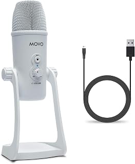 Microphone USB de Bureau Movo UM700W Blanc avec 4 Modes de Prise — Micro USB