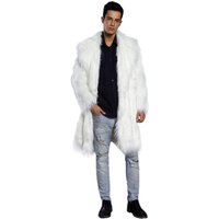 Manteau en fausse fourrure pour hommes en blanc - Veste longue élégante — Accessoires de mode