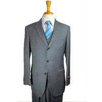 Alberto Nardoni Store Charcoal Pinstripe Suit for Big Men