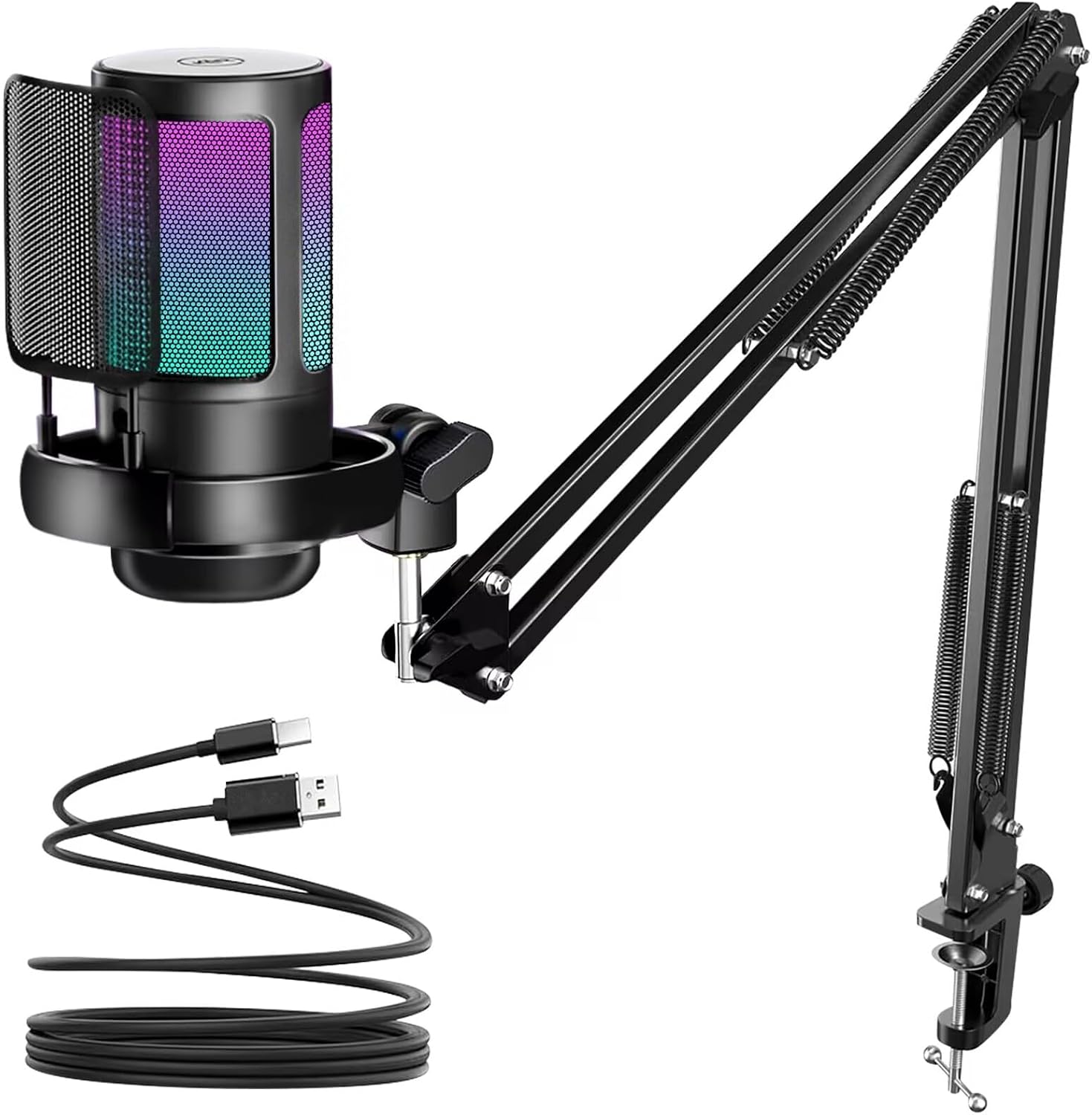 Microphone USB Gaming KingSom avec bras articulé et annulation de bruit — Micro USB