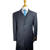 Navy Pinstripe Suit for Big Men - Double Breasted — Mens Suits & Blazers