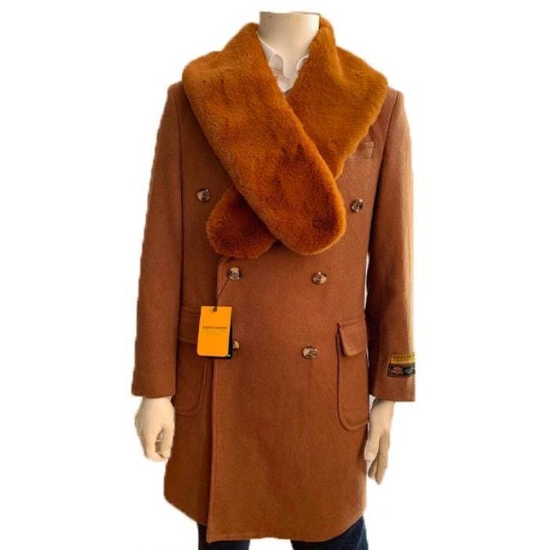AlbertoNardoniStore Men's Big and Tall Peacoat - Wool and Cashmere — Winter Jacket Men
