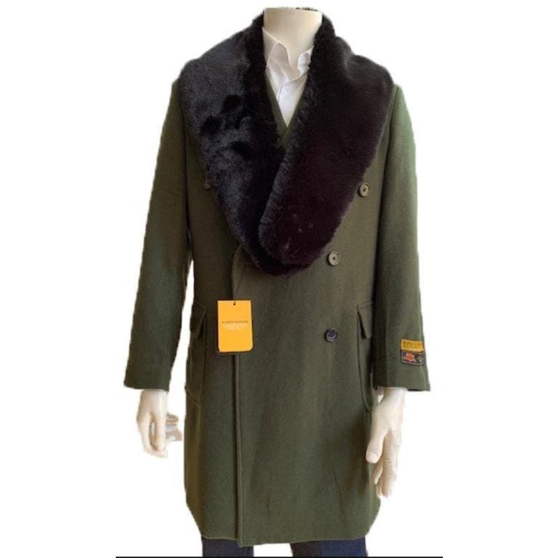 AlbertoNardoniStore Caban grand et grand pour hommes - Olive — Veste d'hiver Hommes
