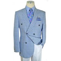 Alberto Nardoni Costume croisé en coton bleu clair/blanc