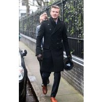 Men's Slim Fit Topcoat - Black Wool Overcoat — Winter Jacket Men