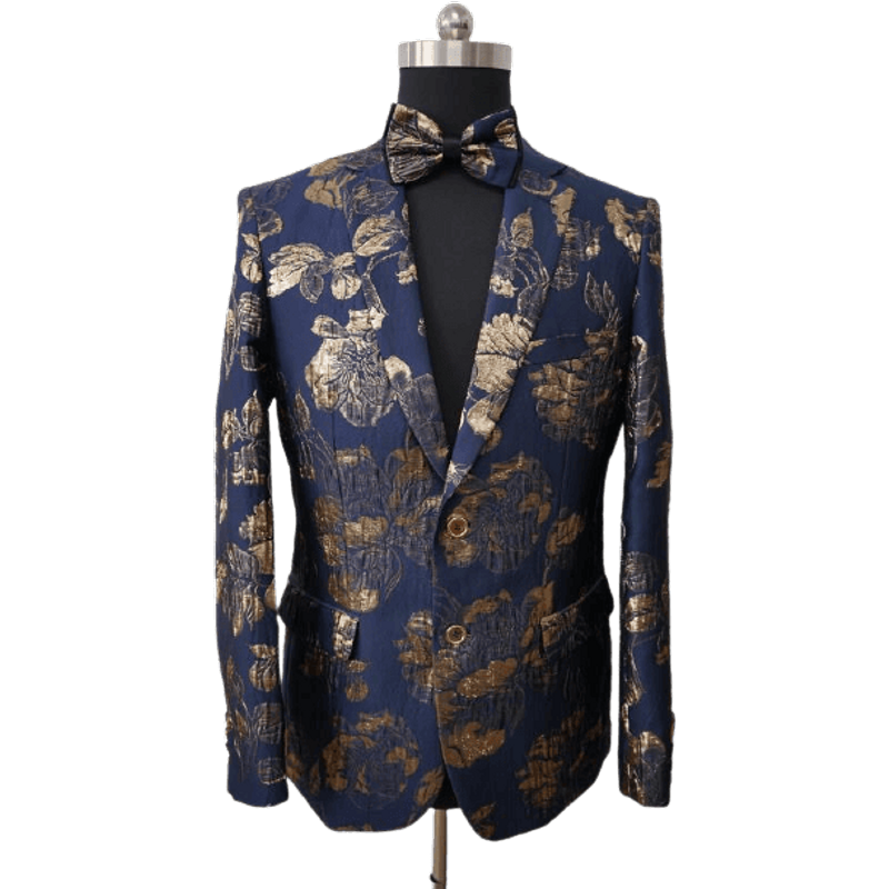 Tuxedo de bal pour hommes en bleu marine avec motif floral — Costumes et vestons pour hommes