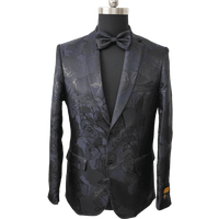 Men's Prom Tuxedo - Black and Violet Floral Suit — Mens Suits & Blazers