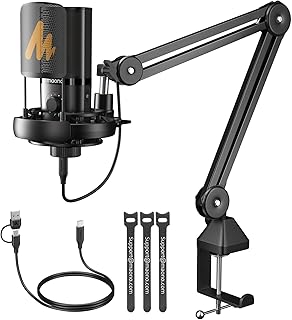 MAONO USB Condenser Microphone PM450S with Shock Mount and Boom Arm