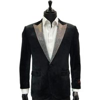 AlbertoNardoniStore Velvet-Tux101 Blazer Noir et Argent — Accessoires de mode