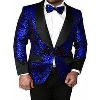 Smoking Royal Blue with Black Lapel and Slim Fit — Fashion Accessories