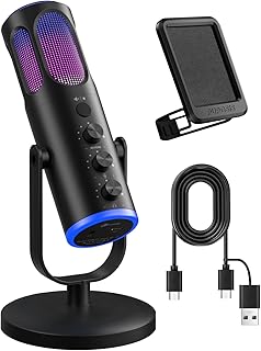 PUPGSIS Gaming Microphone for PC with Noise Cancellation and RGB Lights — Usb Microphone
