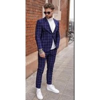 Ensemble Costume avec Col Roulé - Tenue de Promenade Bleue