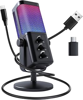 VCOM USB Microphone for PC with RGB Design and Gain Control