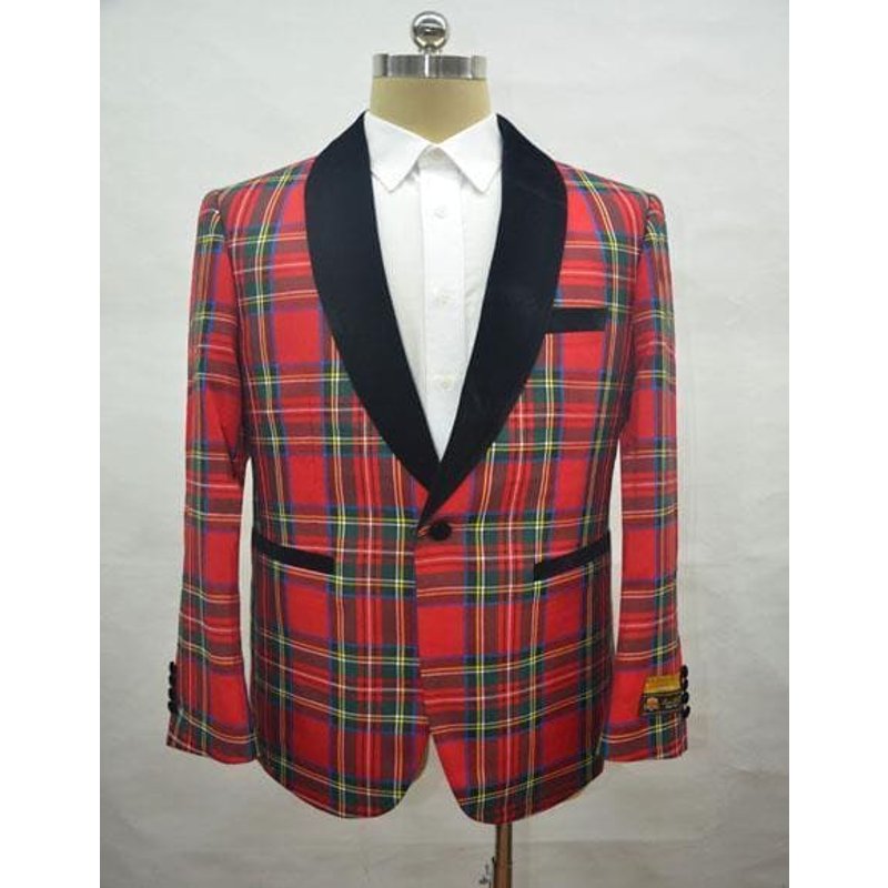 Veste de dîner tartan rouge pour homme — Costumes et vestons pour hommes