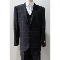 Mens Tailored Black Plaid Suit — Mens Suits & Blazers