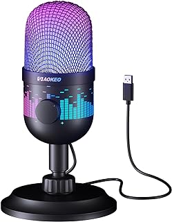 Microphone de jeu Aokeo USB pour PC, Mac, PS4/5, Microphone à condensateur