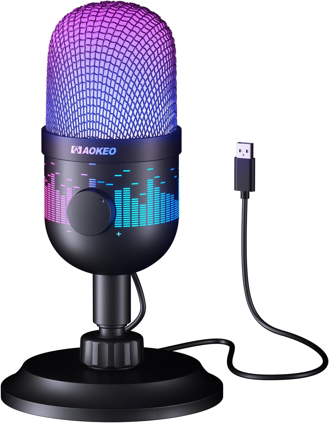Microphone de jeu Aokeo USB pour PC, Mac, PS4/5, Microphone à condensateur — Micro USB