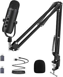 ZealSound USB Gaming Microphone with Noise Cancellation and Boom Arm — Usb Microphone