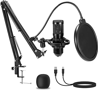 Microphone à condensateur USB AMOOX avec bras articulé et support anti-choc — Micro USB