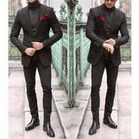 Alberto Nardoni Men's Black Turtleneck Suit Package — Mens Suits & Blazers