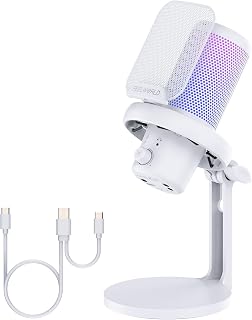 Microphone USB FEELWORLD VM1 avec annulation de bruit et lumière RGB