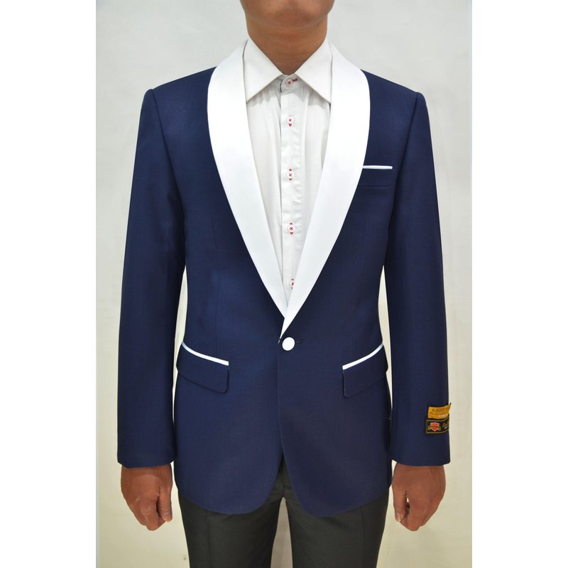 Costume bleu marine avec gilet blanc — Costumes et vestons pour hommes