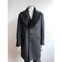 Manteau Trench en Laine pour Homme avec Col en Fourrure Amovible — Veste d'hiver Hommes