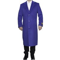 AlbertoNardoniStore Men's Wool Trench Coat - Blue Overcoat — Winter Jacket Men
