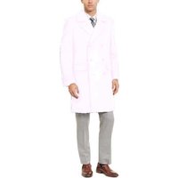 Men's Wool Trench Coat - Pink Color Overcoat — Winter Jacket Men