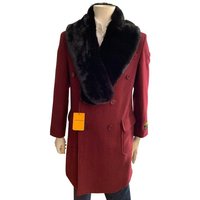 AlbertoNardoniStore Men's Wool Trench Coat - Red Black Color — Winter Jacket Men