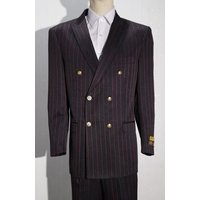 Veste à Double Boutonnage à Rayures - Noir et Rouge — Costumes et vestons pour hommes