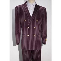 Pinstripe Double Breasted Suit - Burgundy and White