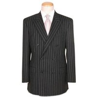 Pinstripe Double Breasted Suit - Black and White