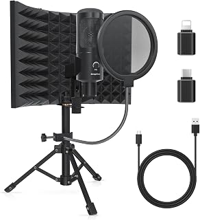 Studio Microphone with Isolating Screen and Pop Filter