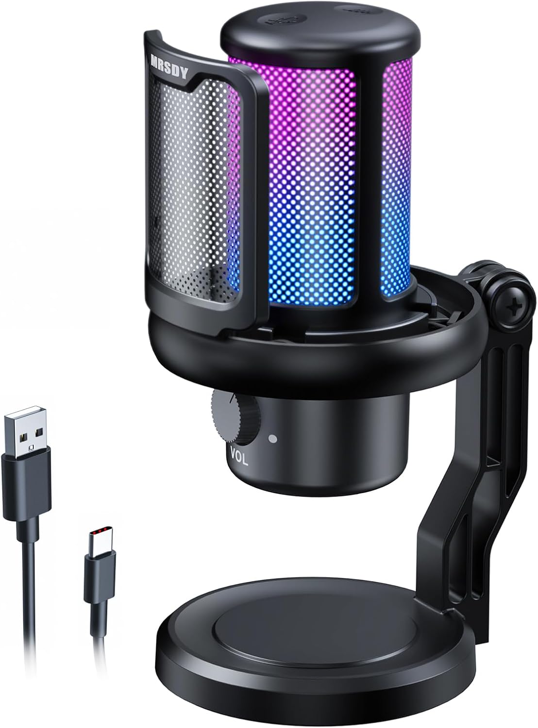 Microphone de jeu MRSDY USB avec annulation de bruit et éclairage RGB — Micro USB