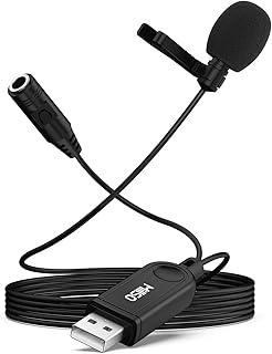 MillSO USB Lavalier Microphone with Headphone Jack for PC and Laptop