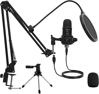 Mirfak TU1 USB Condenser Microphone Kit with Adjustable Arm and Pop Filter