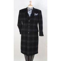 Manteau Chesterfield à 3 boutons pour hommes en tartan noir — Veste d'hiver Hommes