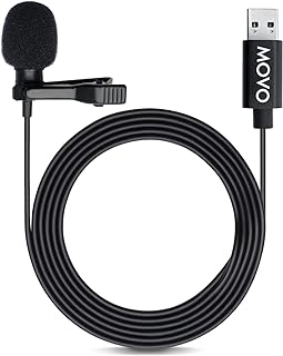 Movo M1 USB Lavalier Clip-on Omnidirectional Microphone for PC and Mac