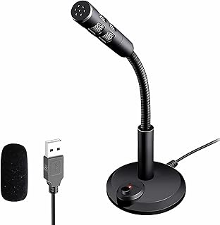 USB Computer Microphone with Mute Button and LED Indicator