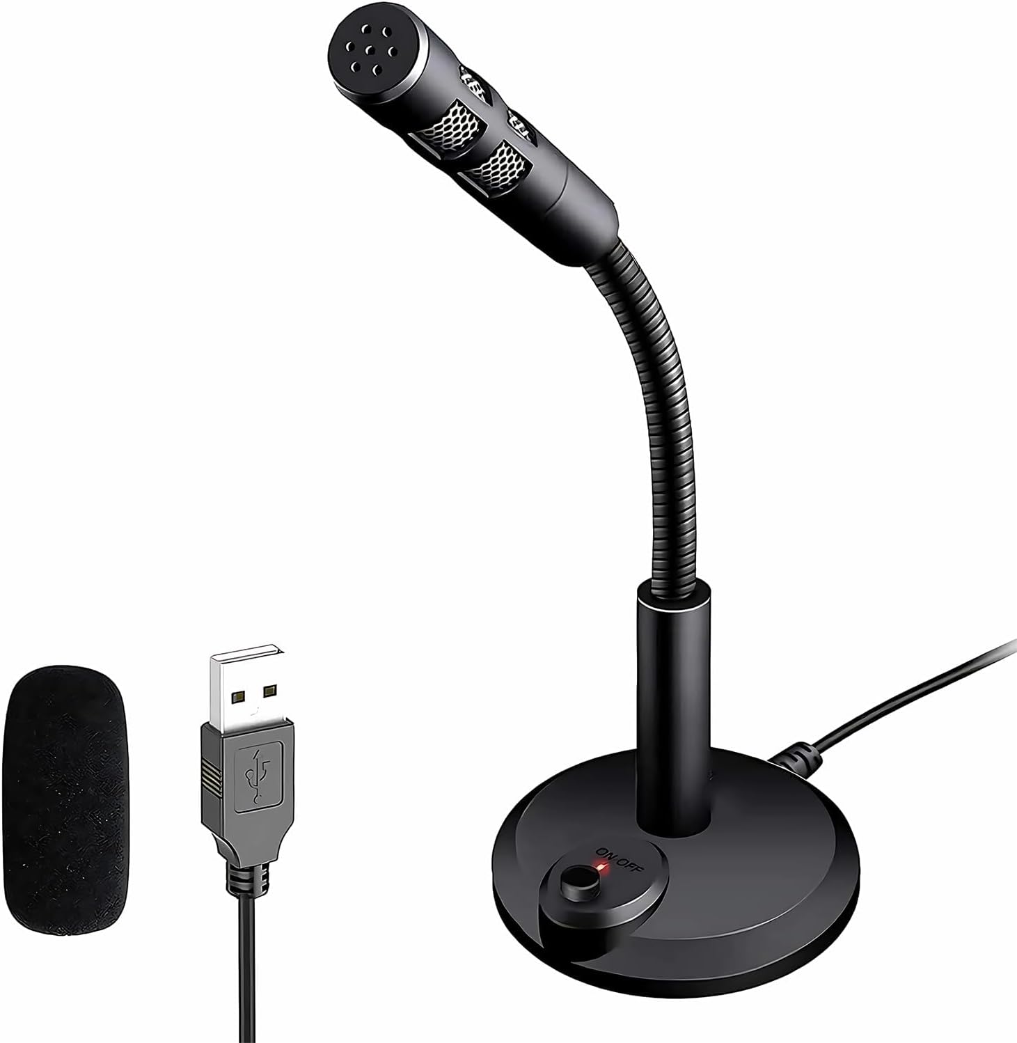 Microphone USB pour ordinateur avec bouton muet et indicateur LED — Micro USB